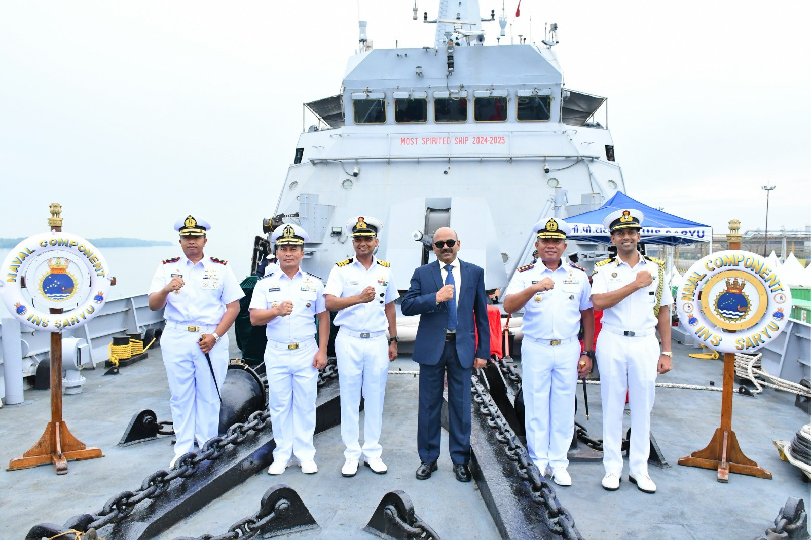 Lantamal I Sambut Kedatangan Kapal Perang India INS Saryu P54 di Dermaga Pelindo 104 Belawan