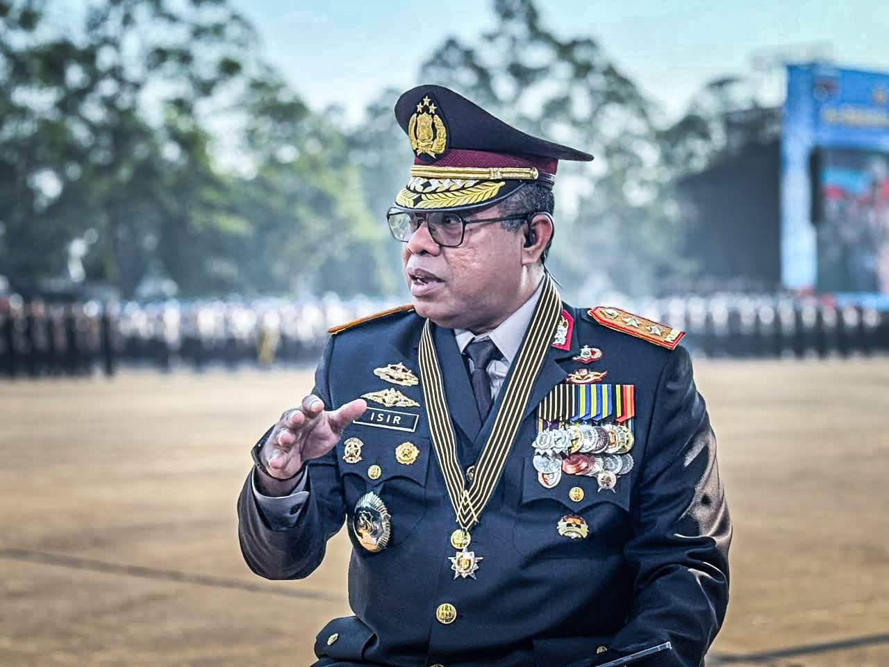 Kolone Senjata Bentuk Logo 80 Tahun Polri Warnai Upacara Hari Bhayangkara ke-80