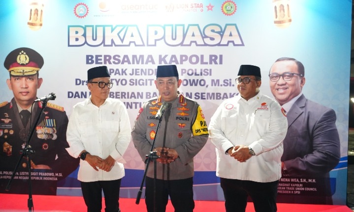 Buka Bersama Dengan Buruh, Kapolri Sampaikan Kabar Gembira