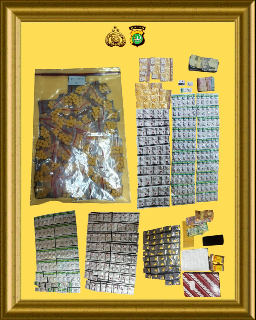 Polres Metro Bekasi Kota Berhasil Ungkap Peredaran Obat Terlarang dengan menyita Ribuan Butir Obat dan Mengamankan 6 orang Tersangka