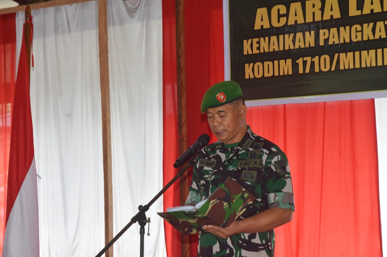 Sebanyak 15 Personel Kodim 1710/Mimika Naik Pangkat