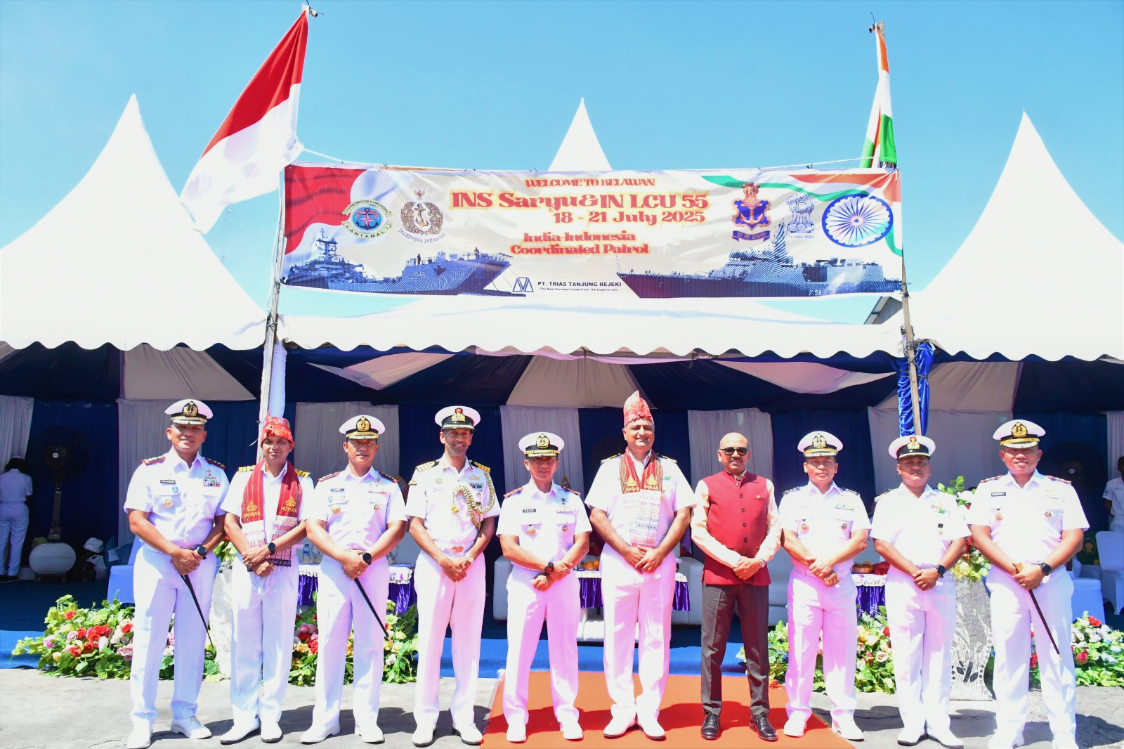 Patkor Indindo 44/25 Berakhir, TNI Angkatan Laut Sambut Kedatangan Dua Kapal Perang India di Kota Belawan
