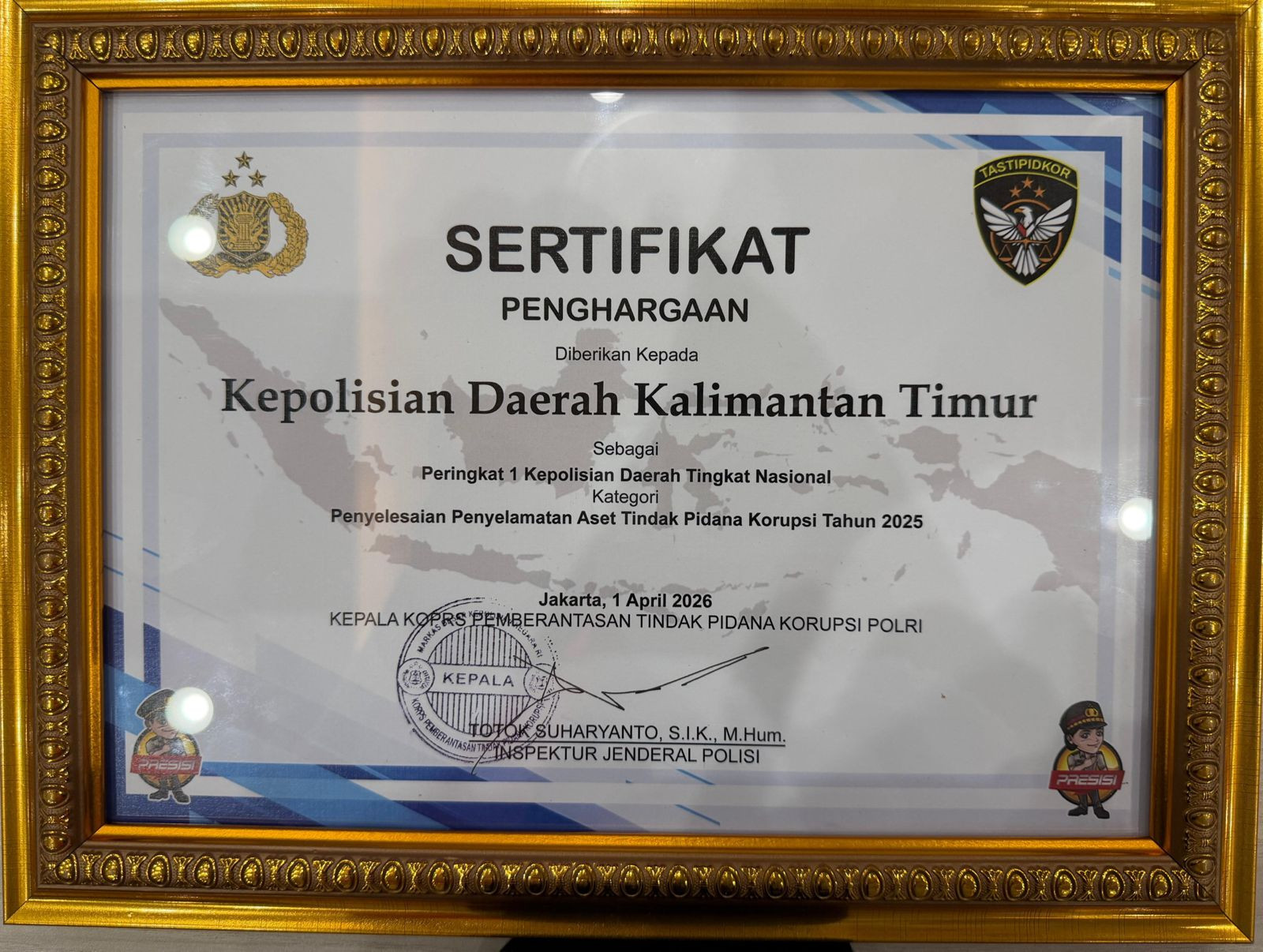 Polda Kaltim Raih Peringkat Pertama Nasional, Kapolda: Bukti Komitmen Nyata Berantas Korupsi