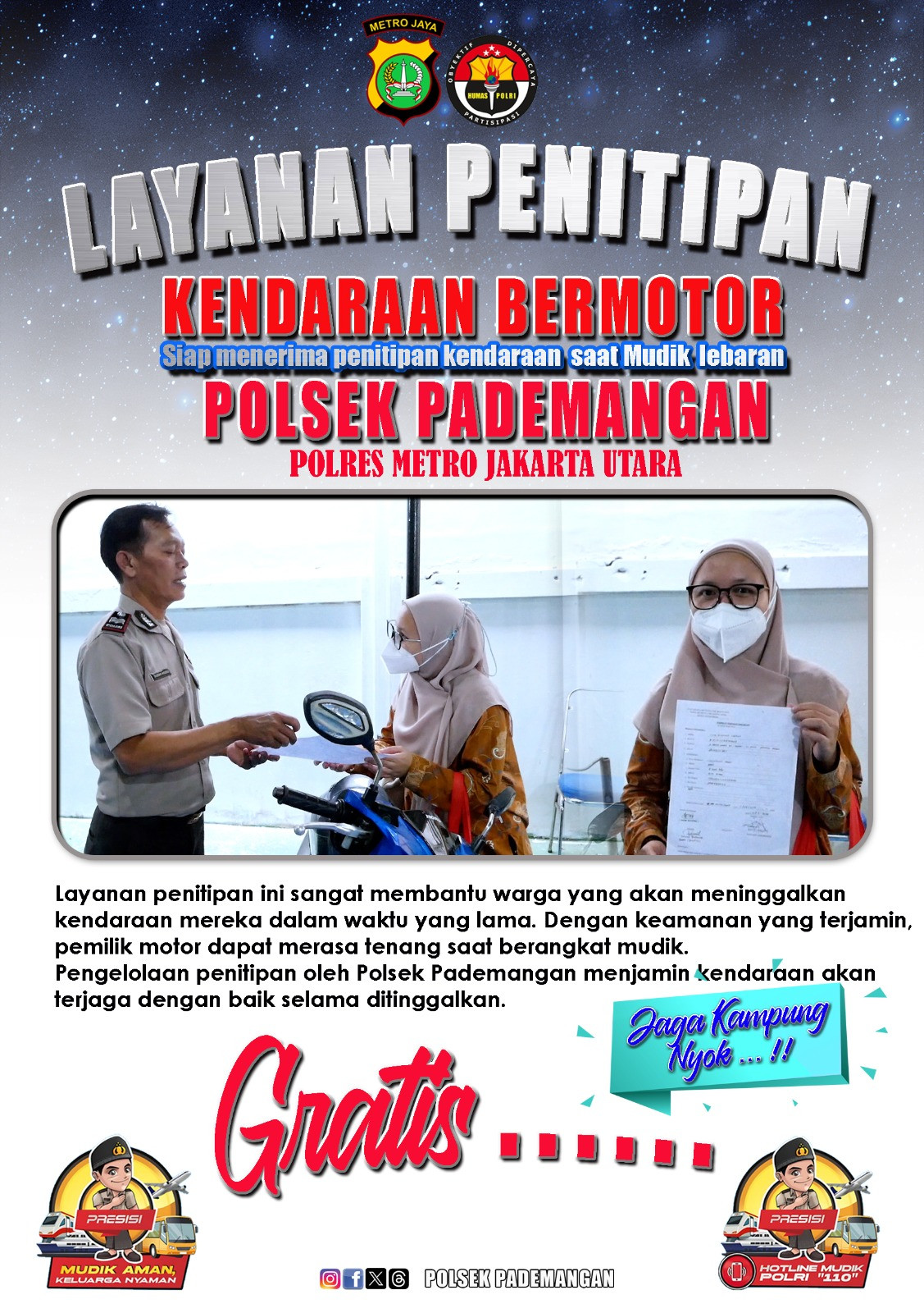 Layanan Penitipan Kendaraan Bermotor Polsek Pademangan