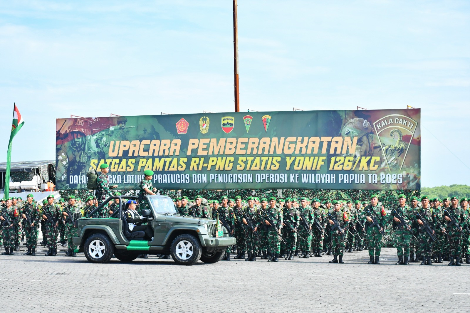 Komandan Lantamal I Hadiri Upacara Pemberangkatan Satgas Pengamanan Perbatasan RI-PNG