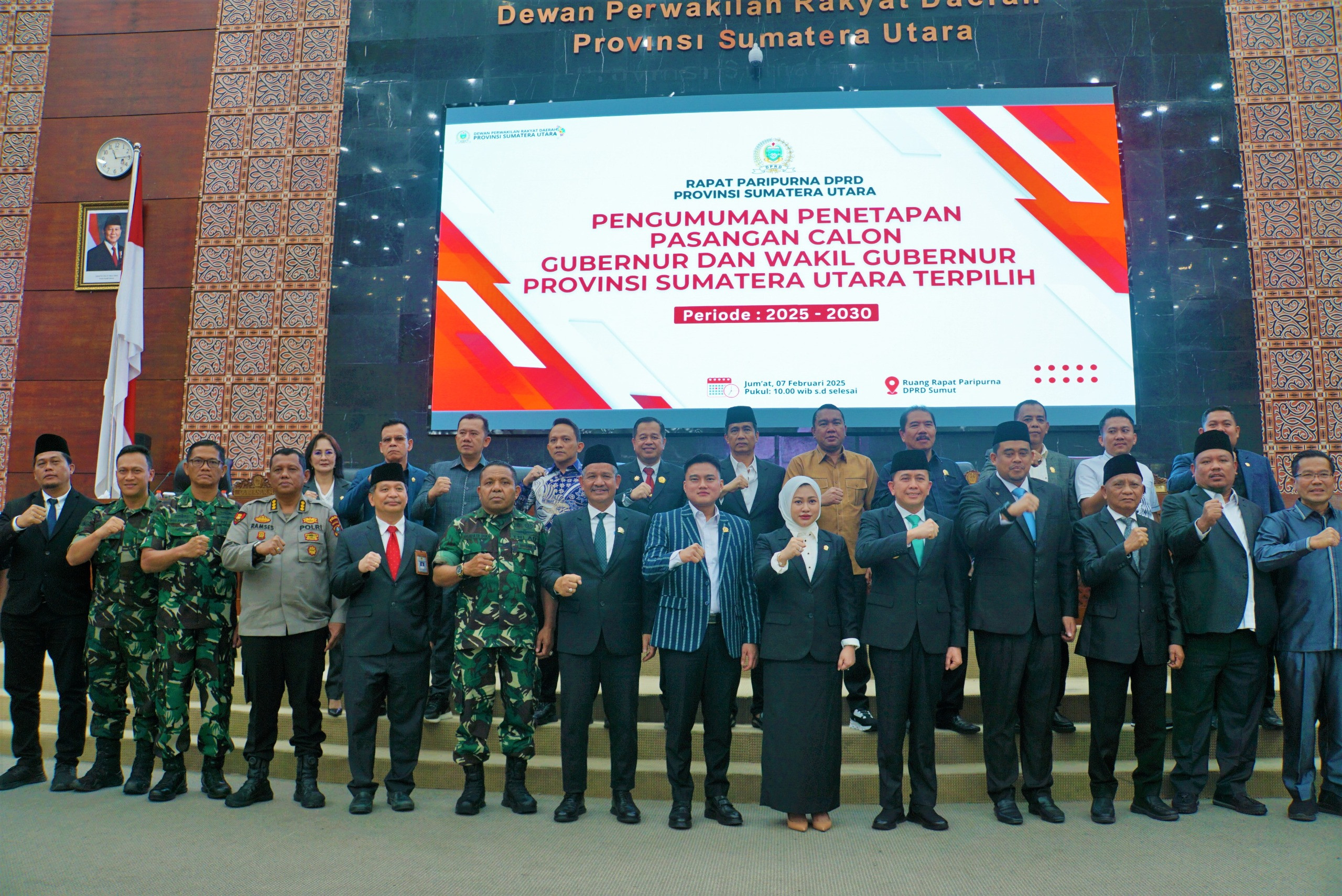 Lantamal I Hadiri Rapat Paripurna Pengumuman Penetapan Pasangan Calon Gubernur dan Wakil Gubernur Terpilih Sumatera  Utara Periode 2025-2030