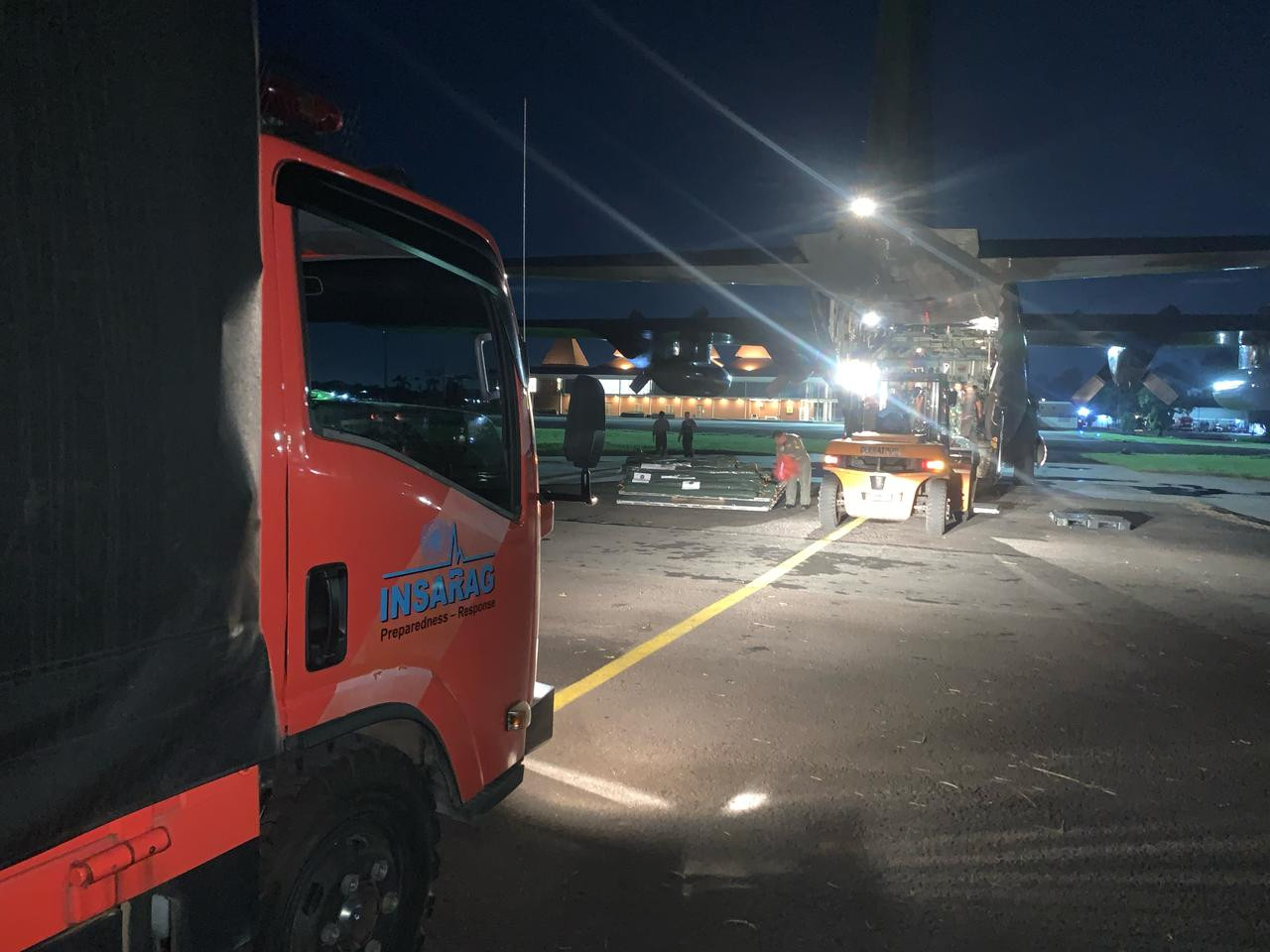 Pesawat Hercules A-1331 Jajaran Koopsud II Bawa Bantuan Kemanusiaan Pemerintah RI Untuk Korban Gempa Myanmar