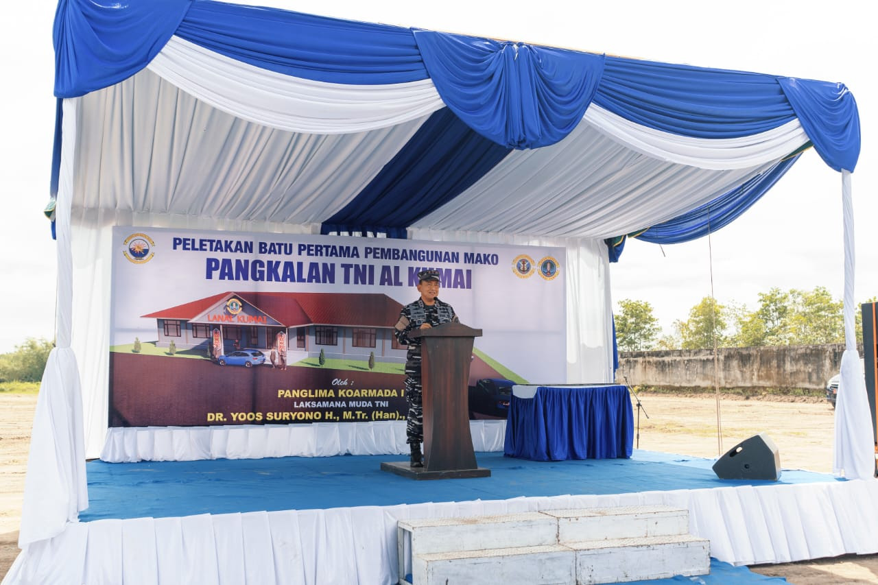Peletakan Batu Pertama Pembangunan Mako Lanal Kumai Oleh Pangkoarmada I, Perkuat Pengamanan Wilayah Perairan Kalimantan Tengah