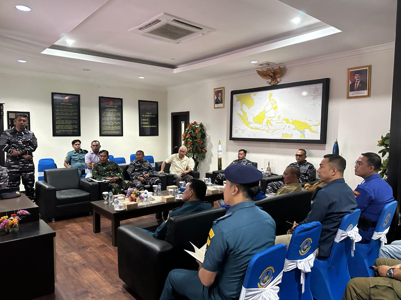 Jalin Silaturahmi Dengan Unsur Kemaritiman, Pangkalan TNI Angkatan Laut Dabo Singkep Laksanakan Coffee Morning