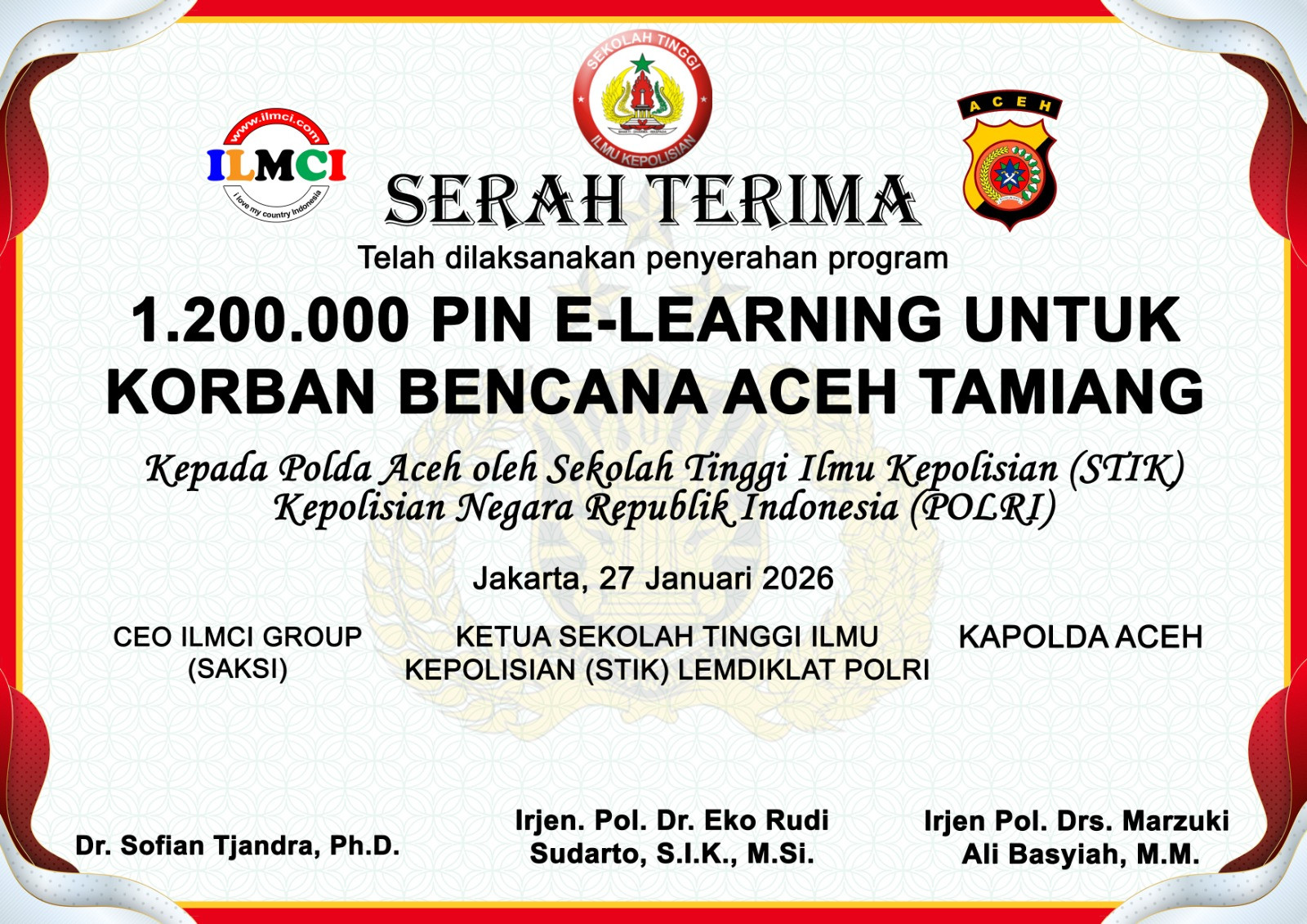 Kapolda Aceh Terima 1,2 Juta PIN E-Learning untuk Pembelajaran Mandiri Siswa Korban Bencana