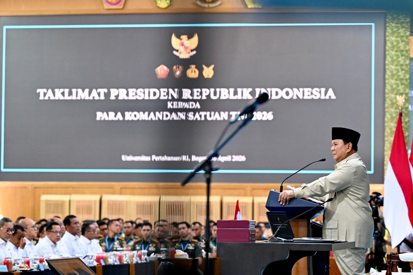 Panglima TNI Dampingi Presiden Berikan Taklimat kepada 1.500 Komandan Satuan TNI di Unhan Bogor
