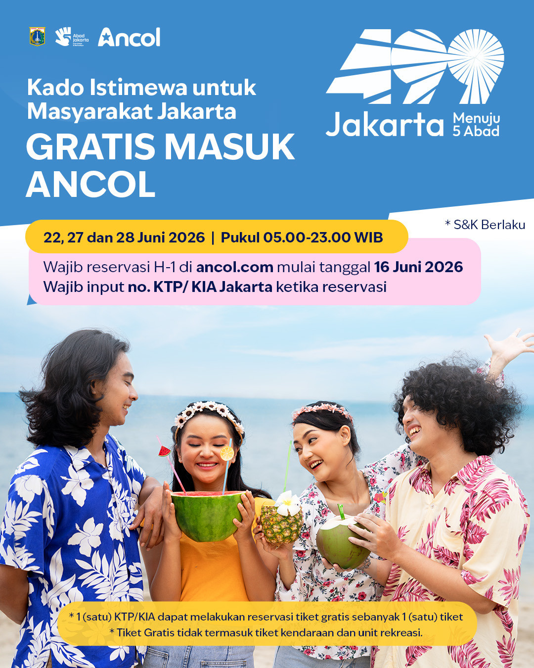 Rayakan HUT Jakarta, Ancol Buka Akses Gratis bagi Warga DKI pada 22, 27 dan 28 Juni