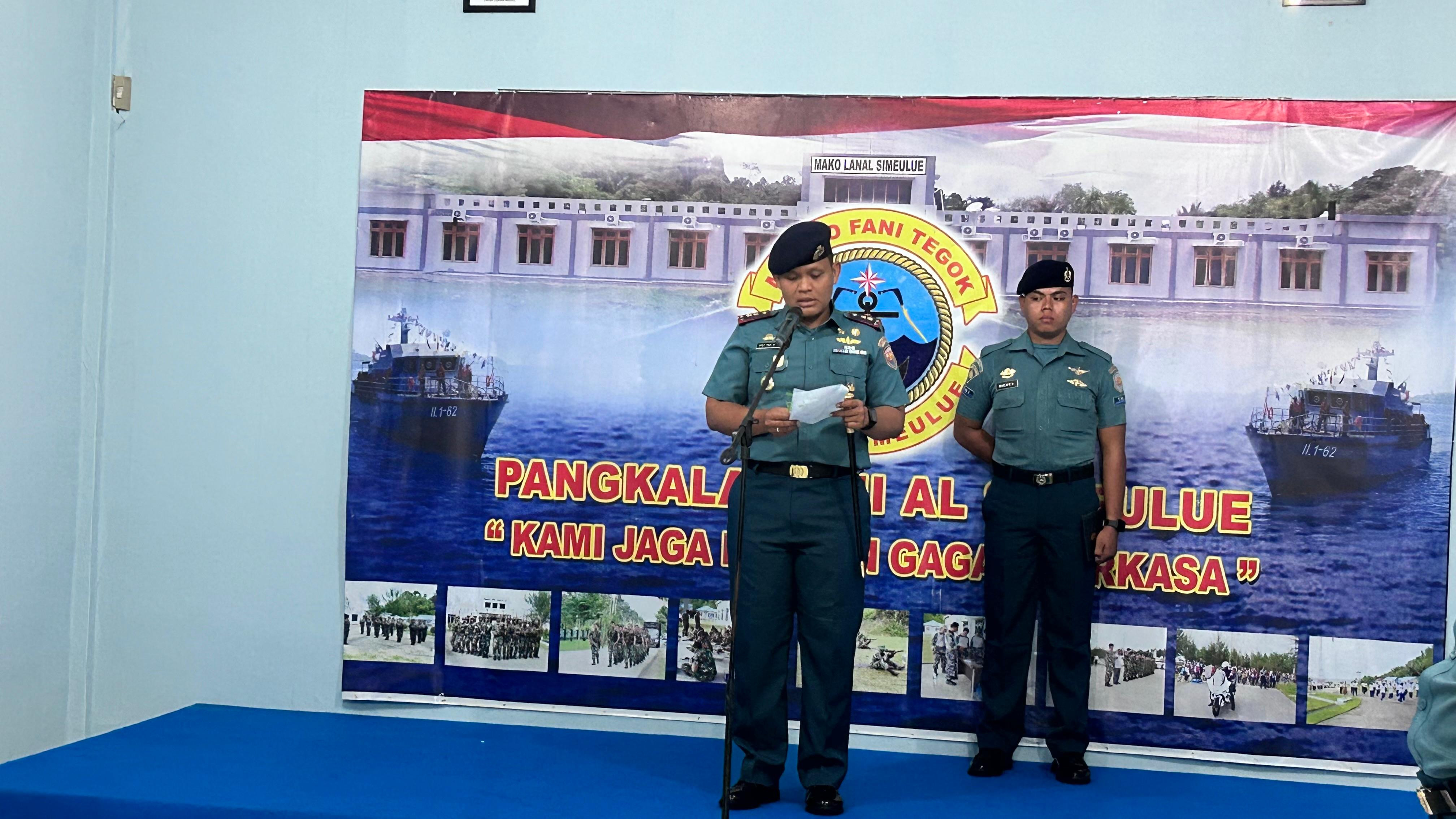 Danlanal Simeulue Pimpin Upacara Kenaikan Pangkat Personel Lanal Simeulue Periode 1 APRIL 2025