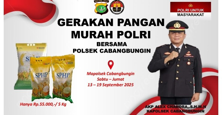 Polsek Cabangbungin Gelar Gerakan Pangan Murah, Sediakan 1.991 Paket Beras untuk Warga