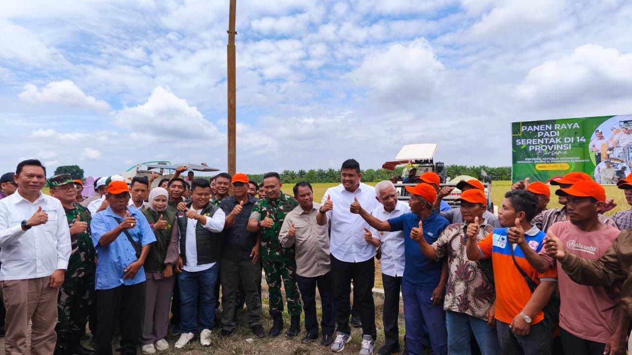 Lantamal I Hadiri Vicon Panen Raya Padi Serentak di 14 Provinsi Bersama Presiden RI