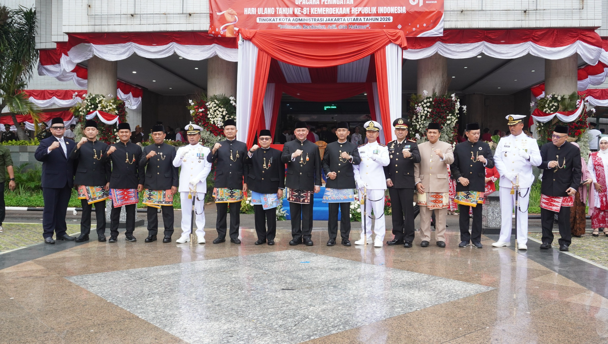 Kodim 0502/JU Ikuti Upacara HUT ke-81 RI Bersama Forkopimko Plus Jakarta Utara